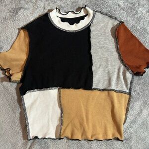 SHEIN Tan and Black Knit Top